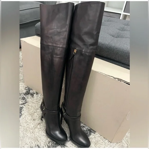 Black Burberry BarktolBuckle Platform Over the Knee High boots sz UK36 US 6 NWT - Picture 5 of 13
